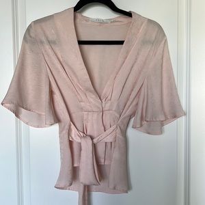 ASTR The Label Pink Silk Blouse